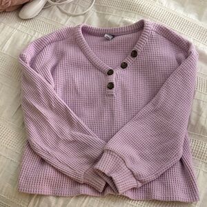 Waffle Knit Lilac Henley Top
